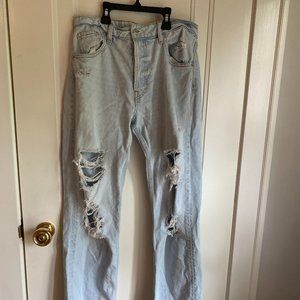 Ripped High Waist 90s Boyfriend Jeans &Denim